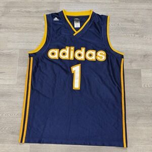 Vintage Adidas Basketball Jersey Mens Medium Blue Yellow Stitched #1
